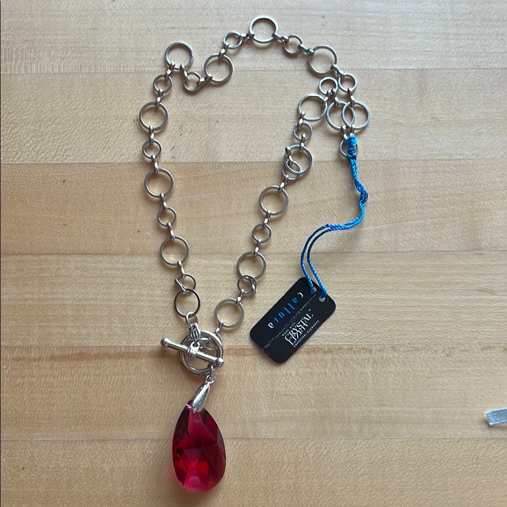 Red Teardrop Pendant Necklace